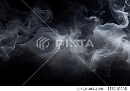 黑色背景上流動的白煙 116110398