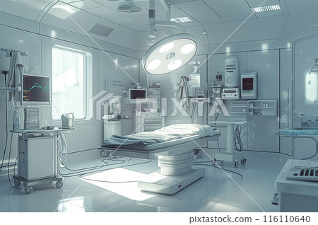 Clean operating room with the latest equipment 116110640