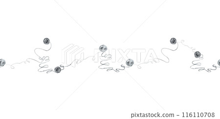 Border of wool balls. Composition in the form of frames, headbands, endings, vignettes. Skein of thread for knitting, sewing, embroidering ornaments. Ribbon ornament made from threads and skeins can Border of wool balls. Composition in the form of frames, headbands, endings, vignettes. Skein of thread for knitting, sewing, embroidering ornaments. Ribbon ornament made from threads and skeins can 116110708