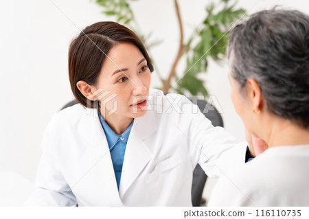 Doctor and patient interviewing face-to-face 116110735