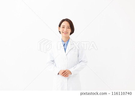 Woman in white coat medical Woman in white coat medical 116110740