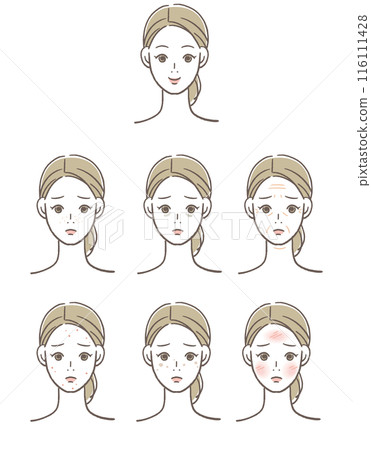A set of women when the skin condition is bad and when it is good A set of women when the skin condition is bad and when it is good 116111428