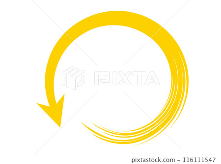Hand-drawn, roughly drawn arrow material / rotating, yellow 116111547