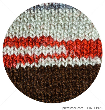 Handmade knitted fabric brown red and beige wool background texture Handmade knitted fabric brown red and beige wool background texture 116111973