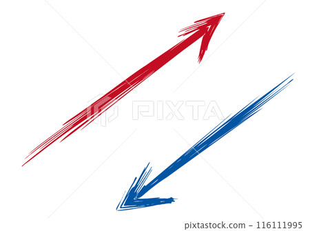 粗箭頭素材手繪筆觸/上下/紅/藍 116111995