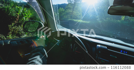 Driving car on the high altitude mountain trail in tibet,China Driving car on the high altitude mountain trail in tibet,China 116112088