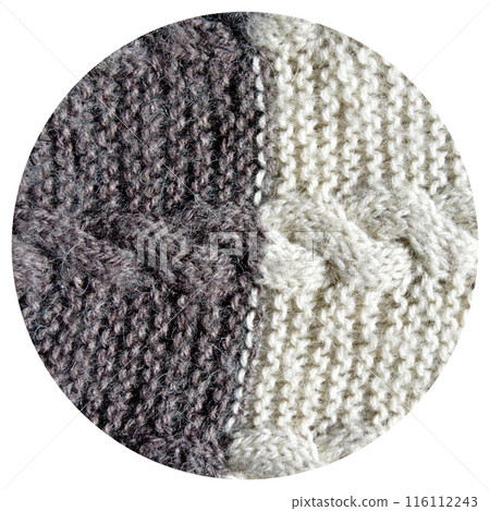 Handmade knitted fabric grey and white wool background texture 116112243