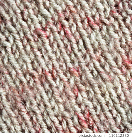 Handmade knitted fabric grey and red wool background texture Handmade knitted fabric grey and red wool background texture 116112280