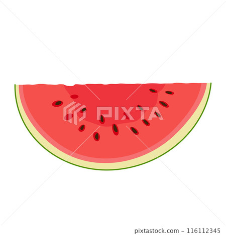 Watermelon slice. Ripe red cut watermelon. Hand drawn flat style summer fruit. 116112345