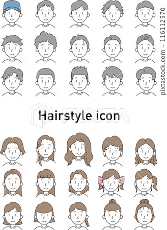 女孩和男孩臉上各種表情的插圖集 116112570