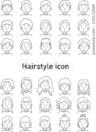 女孩和男孩臉上各種表情的插圖集 116112666