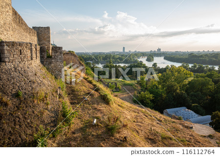 Remains of Historic Belgrade Fortress in Kalemegdan park in Belgrade, Serbia 116112764