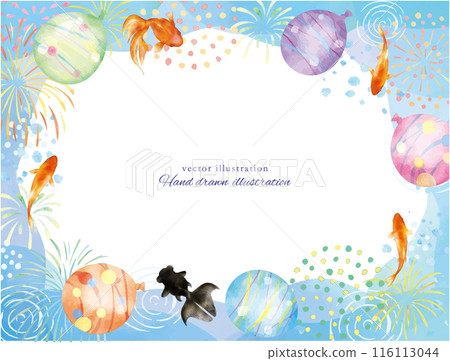 帶有溜溜球和金魚游泳的夏季圖像的插圖 帶有溜溜球和金魚游泳的夏季圖像的插圖 116113044