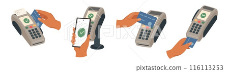 Contactless payment with pos terminal service isolated set Contactless payment with pos terminal service isolated set 116113253