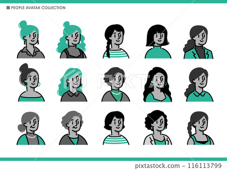 Set of simple women icons Set of simple women icons 116113799