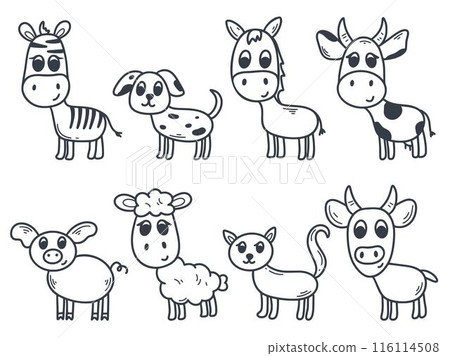 Set of animals doodle sketch style 116114508