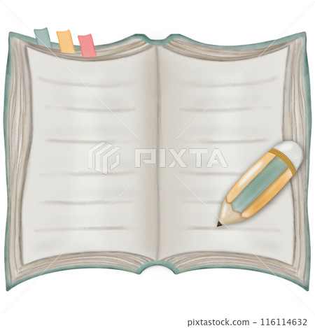 Beautiful book open book design.Watercolor hand painted books illustration. Book lover concept.Student themed design. 116114632