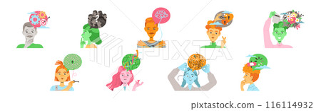 People Characters with Different Types of Thinking and Mindset Model Vector Set People Characters with Different Types of Thinking and Mindset Model Vector Set 116114932