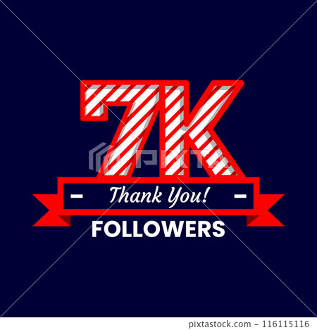 Thank You 7k Followers Banner with red and white color Decorative Elements Thank You 7k Followers Banner with red and white color Decorative Elements 116115116