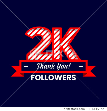 Thank You 2k Followers Banner with red and white color Decorative Elements 116115154