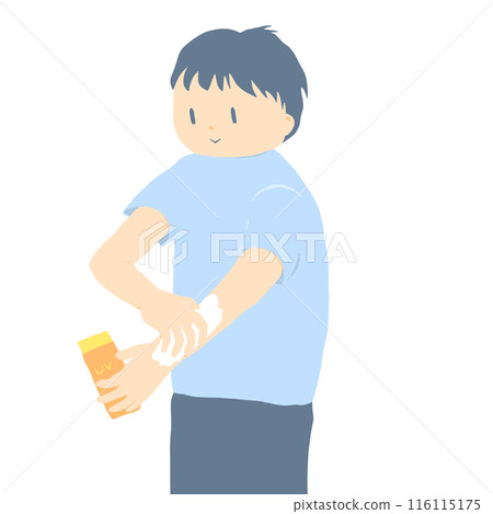 Illustration of a man applying sunscreen 116115175