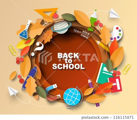 Back to school papercut template vector illustration Back to school papercut template vector illustration 116115871