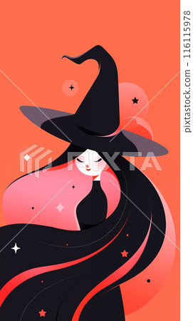 Hand drawn cartoon cute halloween witch illustration 116115978