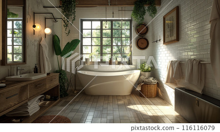 Modern minimalist bathroom interior 116116079