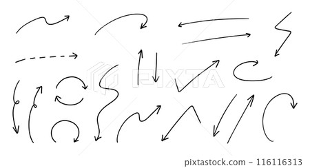 Vector pen hand drawn arrows set black and white 116116313
