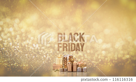 The Black Friday text and gift box for offer or advertising concept 3d rendering. 116116316