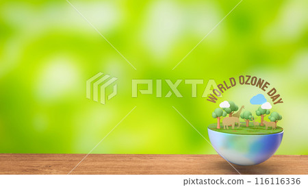 The earth and text for world ozone day concept 3d rendering. The earth and text for world ozone day concept 3d rendering. 116116336