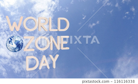 The earth and text for world ozone day concept 3d rendering. The earth and text for world ozone day concept 3d rendering. 116116338
