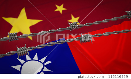 The china and Taiwan flag for Background concept 3d rendering. 116116339