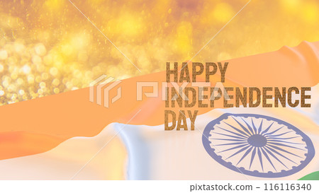 The India Independence Day text on flag for holiday concept 3d rendering. 116116340