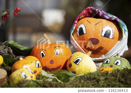 Funny pumpkin with eyes for the holiday of halloween. 116116413
