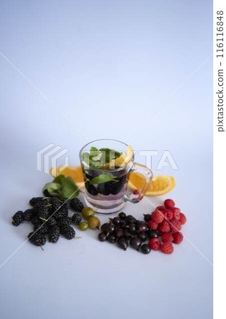 cold homemade mojito, soda with mulberry cold homemade mojito, soda with mulberry 116116848