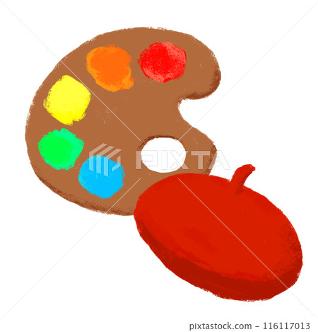 Paints on a palette: Crayon-style illustrations 116117013