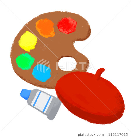 Paints on a palette: Crayon-style illustrations 116117015