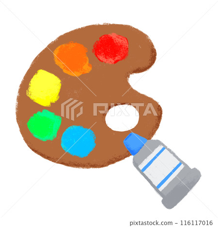 Paints on a palette: Crayon-style illustrations 116117016