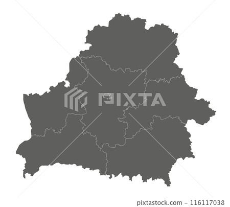 Vector blank map of Belarus with regions or oblasts and administrative divisions. Editable and clearly labeled layers. Vector blank map of Belarus with regions or oblasts and administrative divisions. Editable and clearly labeled layers. 116117038