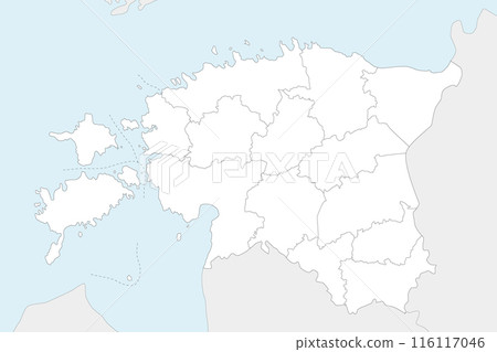 Vector regional blank map of Estonia with counties and administrative divisions, and neighbouring countries and territories. Editable and clearly labeled layers. Vector regional blank map of Estonia with counties and administrative divisions, and neighbouring countries and territories. Editable and clearly labeled layers. 116117046