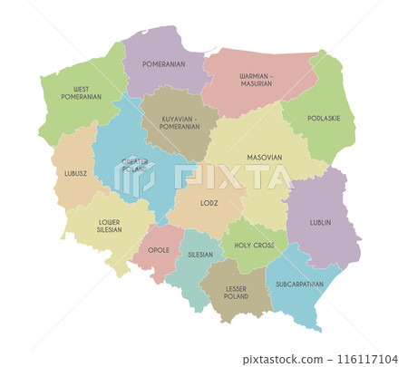 Vector map of Poland with provinces and administrative divisions. Editable and clearly labeled layers. Vector map of Poland with provinces and administrative divisions. Editable and clearly labeled layers. 116117104