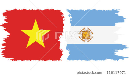 Argentina and Vietnam grunge flags connection vector 116117971
