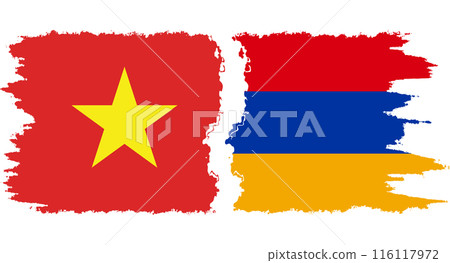 Armenia and Vietnam grunge flags connection vector 116117972
