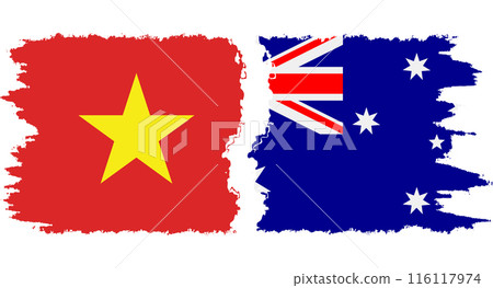 Australia and Vietnam grunge flags connection vector 116117974
