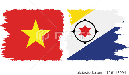 Bonaire and Vietnam grunge flags connection vector 116117994