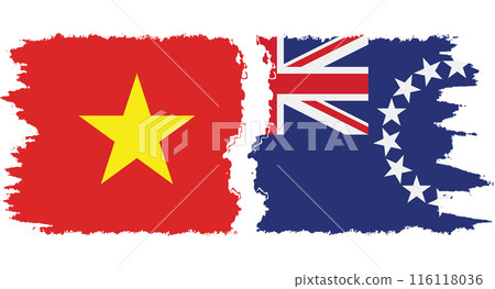Cook Islands and Vietnam grunge flags connection vector Cook Islands and Vietnam grunge flags connection vector 116118036