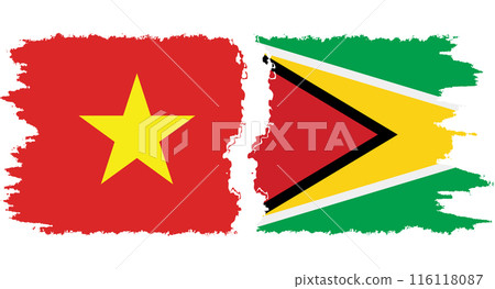 Guyana and Vietnam grunge flags connection vector Guyana and Vietnam grunge flags connection vector 116118087