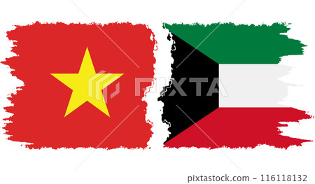 Kuwait and Vietnam grunge flags connection vector Kuwait and Vietnam grunge flags connection vector 116118132
