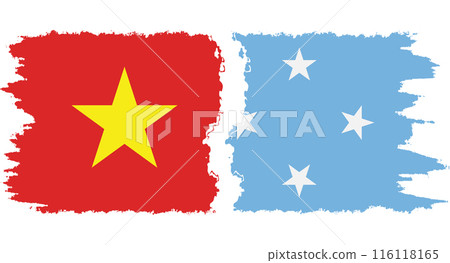 Federated States of Micronesia and Vietnam grunge flags connection v 116118165